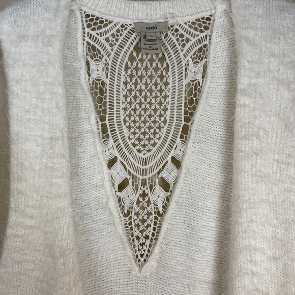 Escio Ivory Eyelash Open Front Longline Sweater Vest Size M - Picture 6 of 8